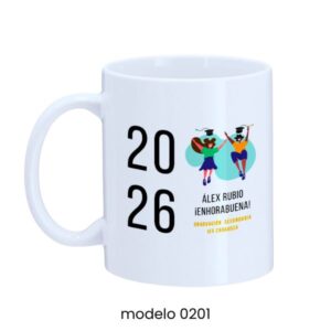 Taza Escolar Personalizada Celebra tu Graduación diseño Flat illustration – Modelo 0201