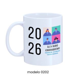 Taza Escolar Personalizada Celebra tu Graduación diseño Flat illustration – Modelo 0202
