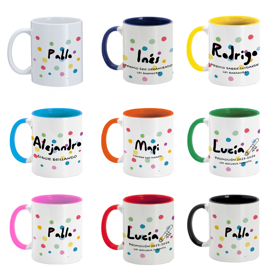 topos de colores taza surtido
