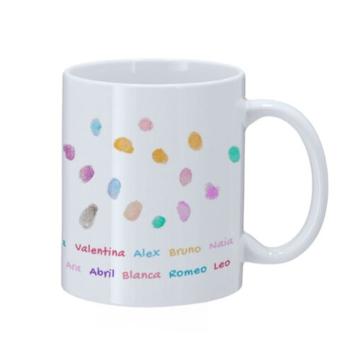 huellas taza blanca