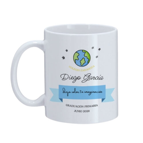 deja volar tu imaginación taza blanca