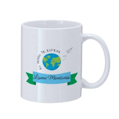 el mundo te espera taza blanca