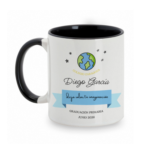 deja volar tu imaginación taza negra
